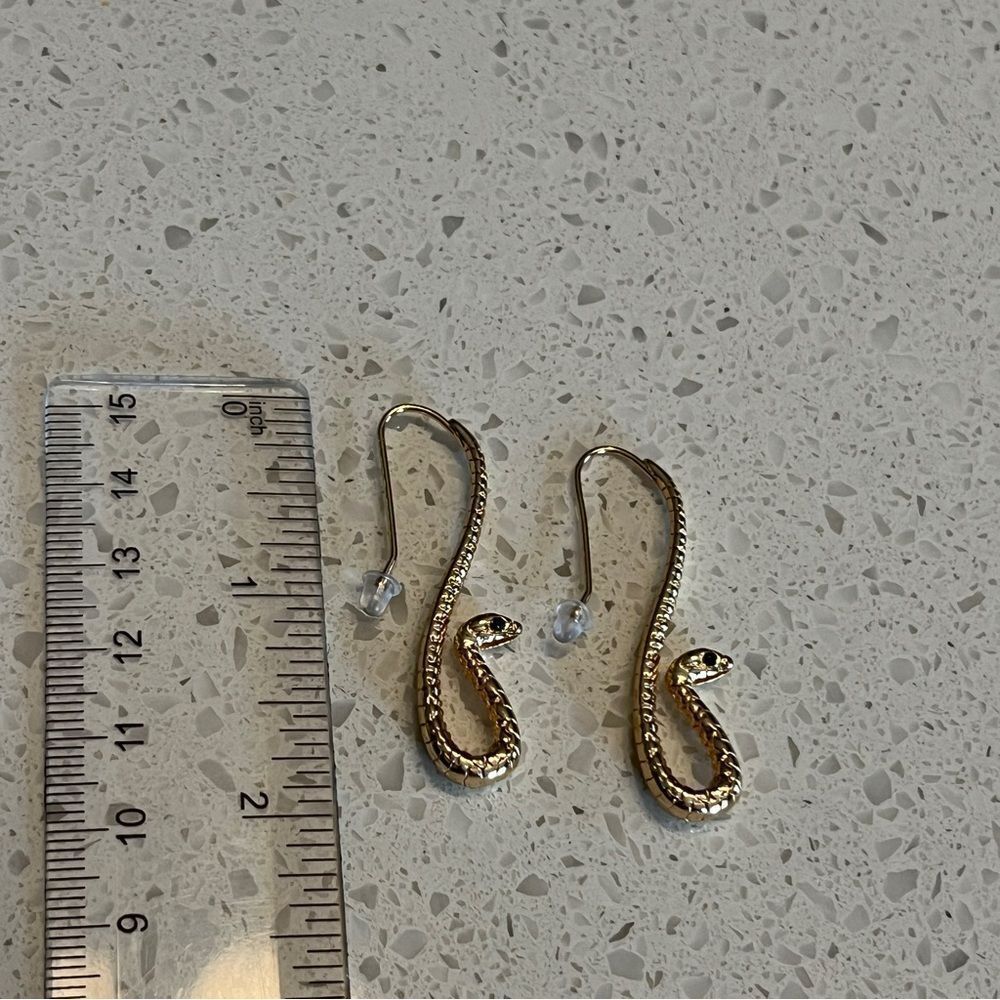 Python Snake Shaped Dramatic Ear Hooks Earrings - Picture 6 of 9